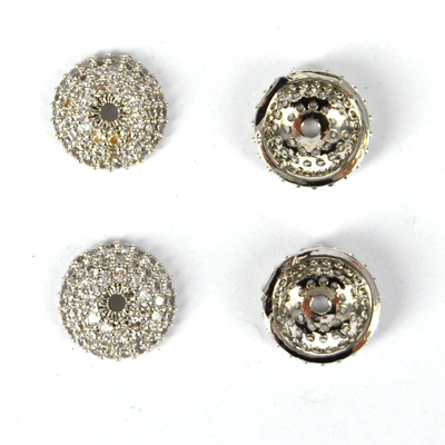 Rhodium plate Brass CZ cap 10mm EACH