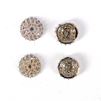 Rhodium plate Brass CZ cap 8mm EACH