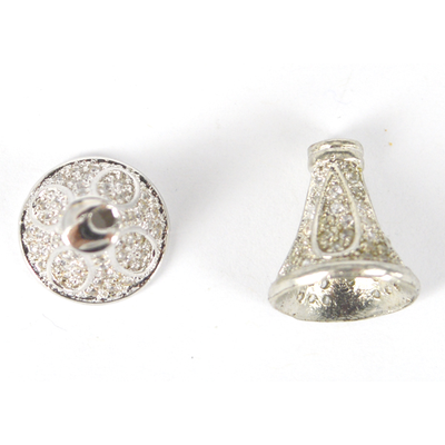 Rhodium plate Brass CZ cone 13x12mm EACH