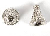 Rhodium plate Brass CZ cone 11x10mm EACH-caps and cones-Beadthemup