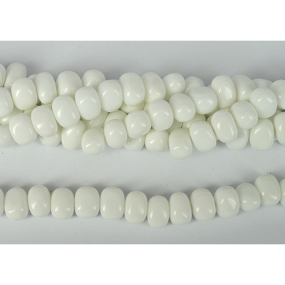 Glass White polished side drill nugget 14x10mm strand 36 Beads