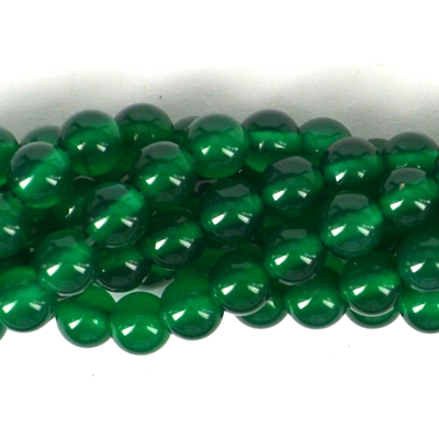 Agate Dyed Green Polished Round 14mm strand 28 Beads