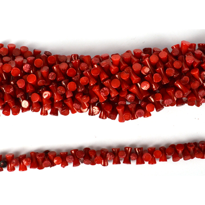 Coral Red Peanut/concave tube 8x3mm strand 140 beads