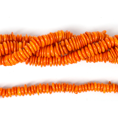 Coral Orange Slice/Disc approx 10mm Strand 139 beads
