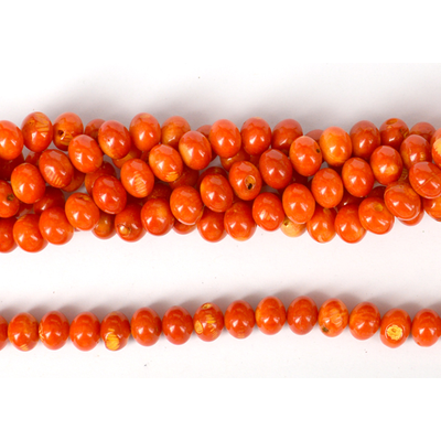 Coral Orange Rondel 10x8mm strand 52 beads