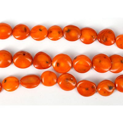 Coral Orange flat round 15mm strand 26 beads