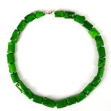 Coral Green nugget 17mm knotted necklace 47cm-beads incl pearls-Beadthemup