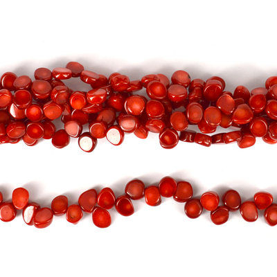 Coral Red top drill Nugget 10-12mm strand 52 beads
