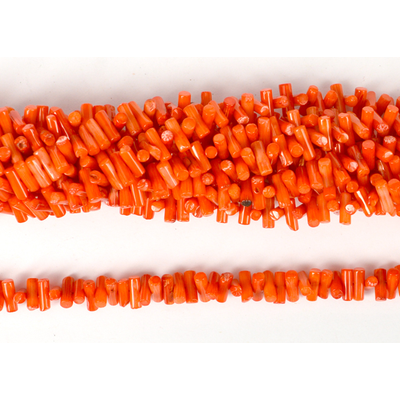 Coral Orange Side drill tube 8x3mm strand 130 beads