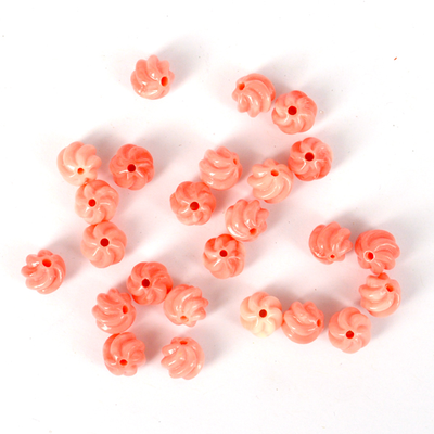 Carved Shell reconstituted round 9mm EACH bead