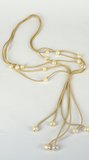 Faux Suede & 18 Fresh Water Pearl necklace Cream 72cm +20cm tassel-necklaces-Beadthemup