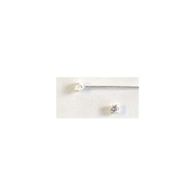 Sterling Silver Headpin CZ claw set 0.5x50mm 10 pack