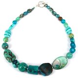 KIT Teal Coral, Agate, MOP, Jasper, Glass Howlite necklace kit up to 49cm long-bead inspired projects-Beadthemup