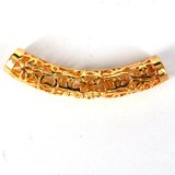 24k Gold Plate brass Curved tube 48x8mm 1 pack-findings-Beadthemup