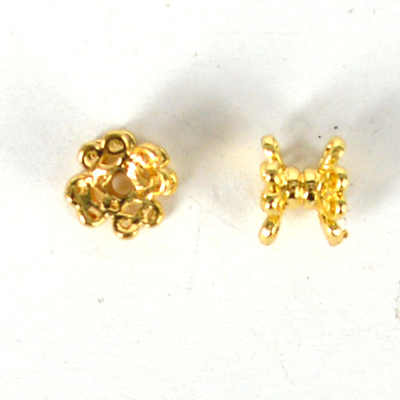 24k Gold plate Brass bead double cap 5x6mm 4 pack