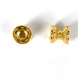 24K Gold plate brass bead double cap 7.2x7.2mm 2 pack-findings-Beadthemup
