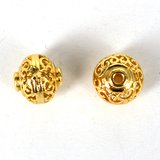 24K Gold plate brass bead Rondel filligree 10x9mm 1 pack-findings-Beadthemup