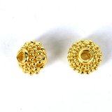 24K Gold plate brass bead Rondel filligree 9x7.5mm 2 pack-findings-Beadthemup