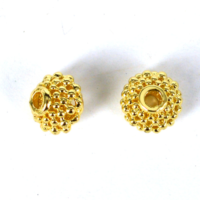 24K Gold plate brass bead Rondel filligree 9x7.5mm 2 pack