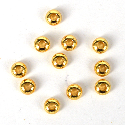 24K Gold plate brass Bead Rondel Rounded 6mm 4 pack
