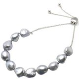 Eva Baroque Light Grey Pearl Silver adjustable Bracelet-beads incl pearls-Beadthemup