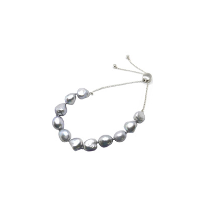 Eva Baroque Light Grey Pearl Silver adjustable Bracelet