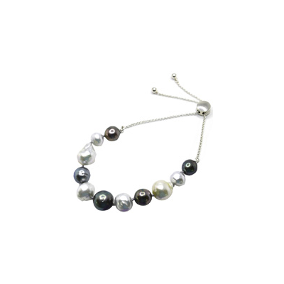 Eva Baroque South and Tahitian Pearl Silver adjustable Bracelet