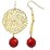 Mia Faceted red Coral Gold Round Wire drop 56mm Earrings