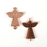 Rose Gold Plate CZ Connecter Angel 24x20mm incl rings-findings-Beadthemup
