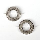 Rhodium Plate CZ Connecter Donut 28x22mm incl rings-findings-Beadthemup