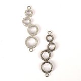 Rhodium plate CZ Connecter 4 Rings 40x10mm incl rings-findings-Beadthemup