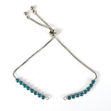 Rhodium plate Blue Tennis adjustable Bracelet-findings-Beadthemup