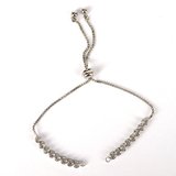 Rhodium plate CZ Tennis adjustable Bracelet-findings-Beadthemup