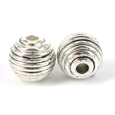Base Metal Bead Round 18mm spiral 10 pack