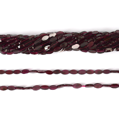 Garnet Pol.flat oval app 7x4mm str 55 beads