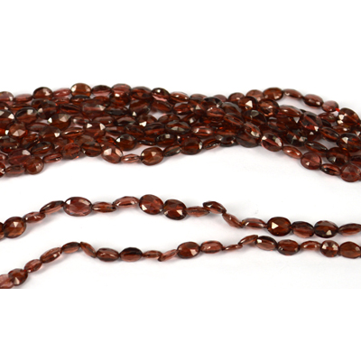 Garnet Fac.Olive app 7x5mm str 33 beads 1/2 strand length
