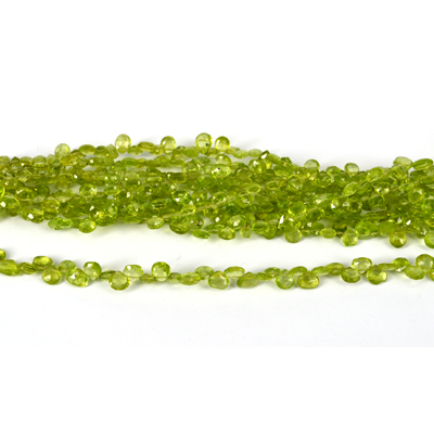 Peridot Fac.flat Top drill Briolette app 5x6mm str 66 beads