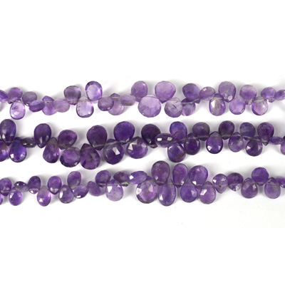 Amethyst Fac.flat Top drill Briolette app 6x6mm str 46 beads