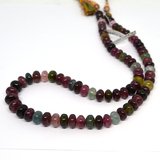 LAST STRAND Tourmaline Pol.Rondel 9x6mm 81 beads 52cm-beads incl pearls-Beadthemup