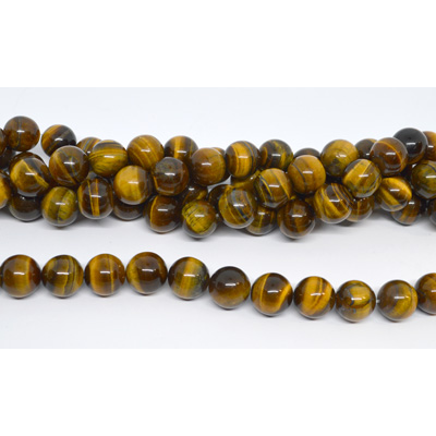 Tiger Eye Polished Round 14mm strand 28 beads