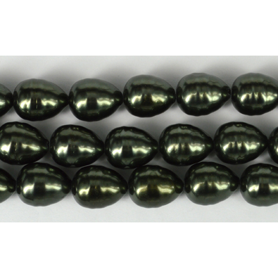 Shell Based Pearl Dk Grey Teardrop 15x12mm Str 27 beads