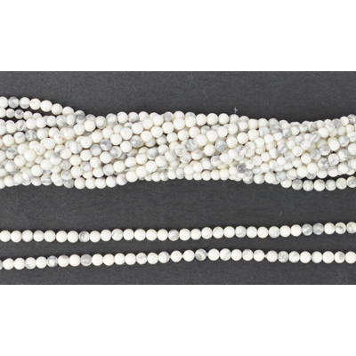 Howlite Synthetic White Pol. Round 2mm Str approx. 204 beads