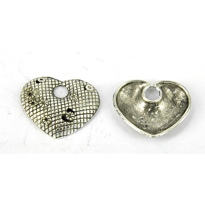 Base Metal Pendant Heart 24x28mm 10 pack Silvr