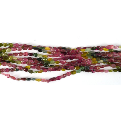 Tourmaline watermelon Fac.flat Teardrop 5x4mm str 62 beads