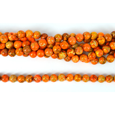 Imperial Jasper Dyed Orange pol.Round 10mm 40 beads