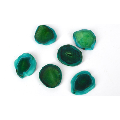 Agate Slice dyed Teal app 30-40mm EACH BEAD