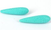 Carved Resin Teardrop Turquoise 10x38mm PAIR-beads incl pearls-Beadthemup