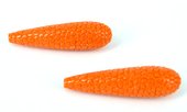 Carved Resin Teardrop Orange 10x38mm PAIR-beads incl pearls-Beadthemup