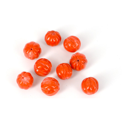 Coral AAA Apricot Carved Melon 15mm EACH BEAD