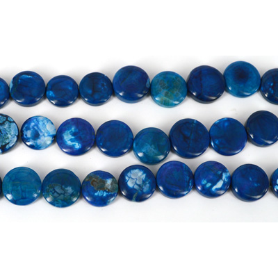 Agate Pol.flat Round Blue 23mm EACH BEAD